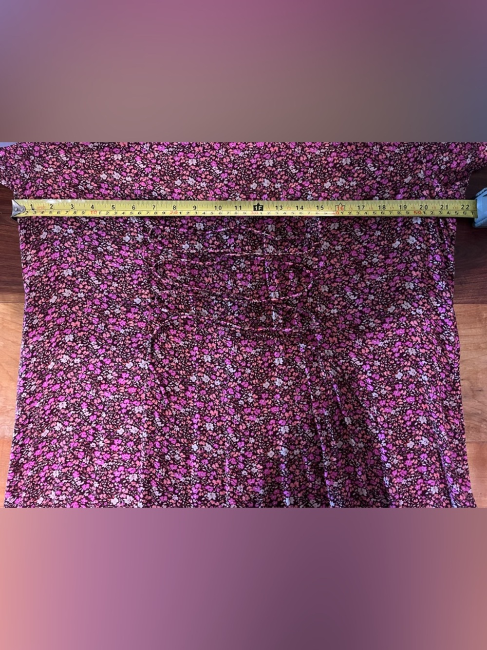 Lucky Brand Pink and Brown Floral V-Neck Dress with laces in back to adjust. - Picture 6 of 6